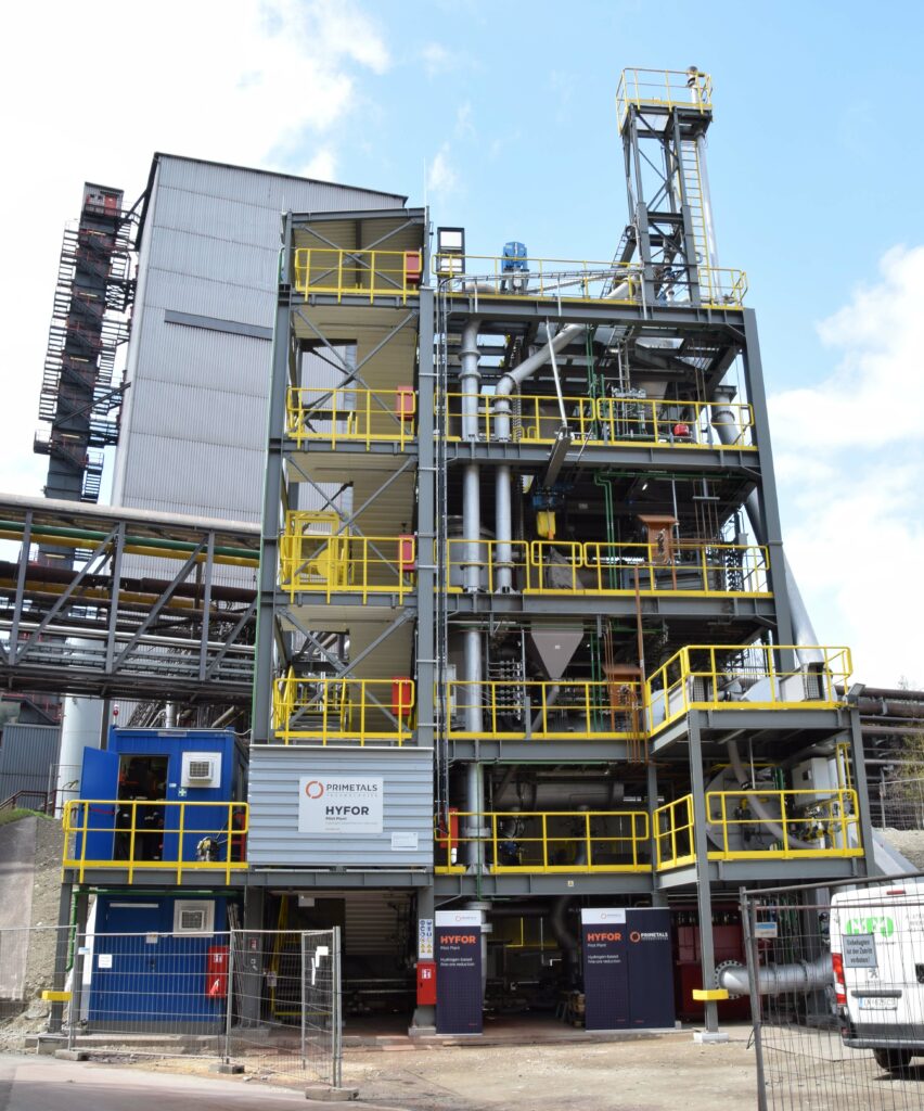Image of the Hydrogen-based Fine Ore Reduction plant, HYFOR from Primetals Technologies in Leoben, Austria.