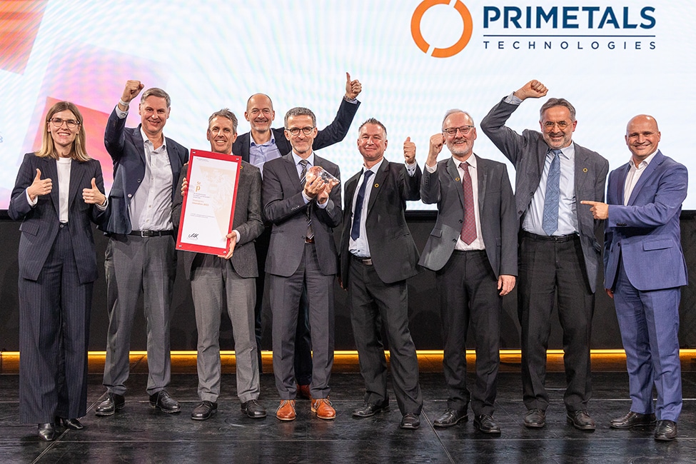 The team of Primetals Teachnologies receiving the National Prize for Innovation in 2023 in Vienna, Austria.
